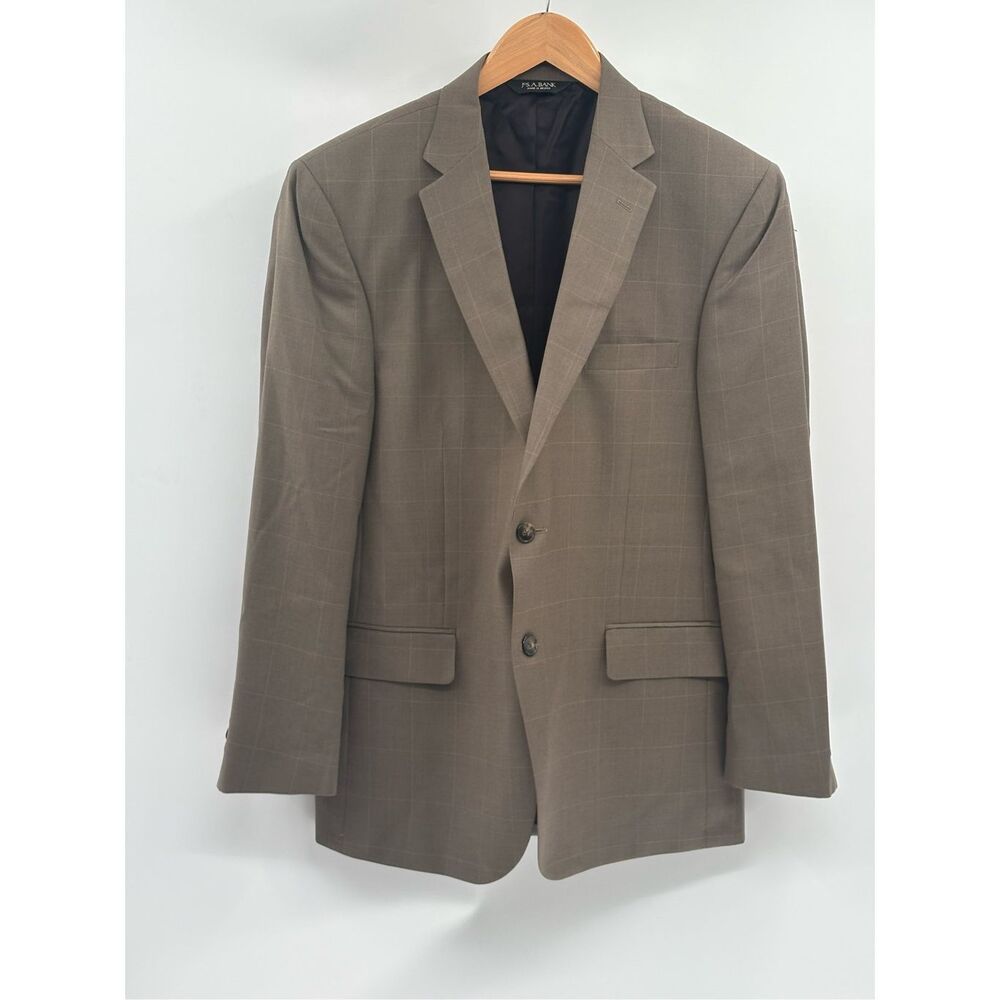 Jos. A‎ Bank Blazer Travelers Collection Tailored Fit  Men 42R Brown Check Wool